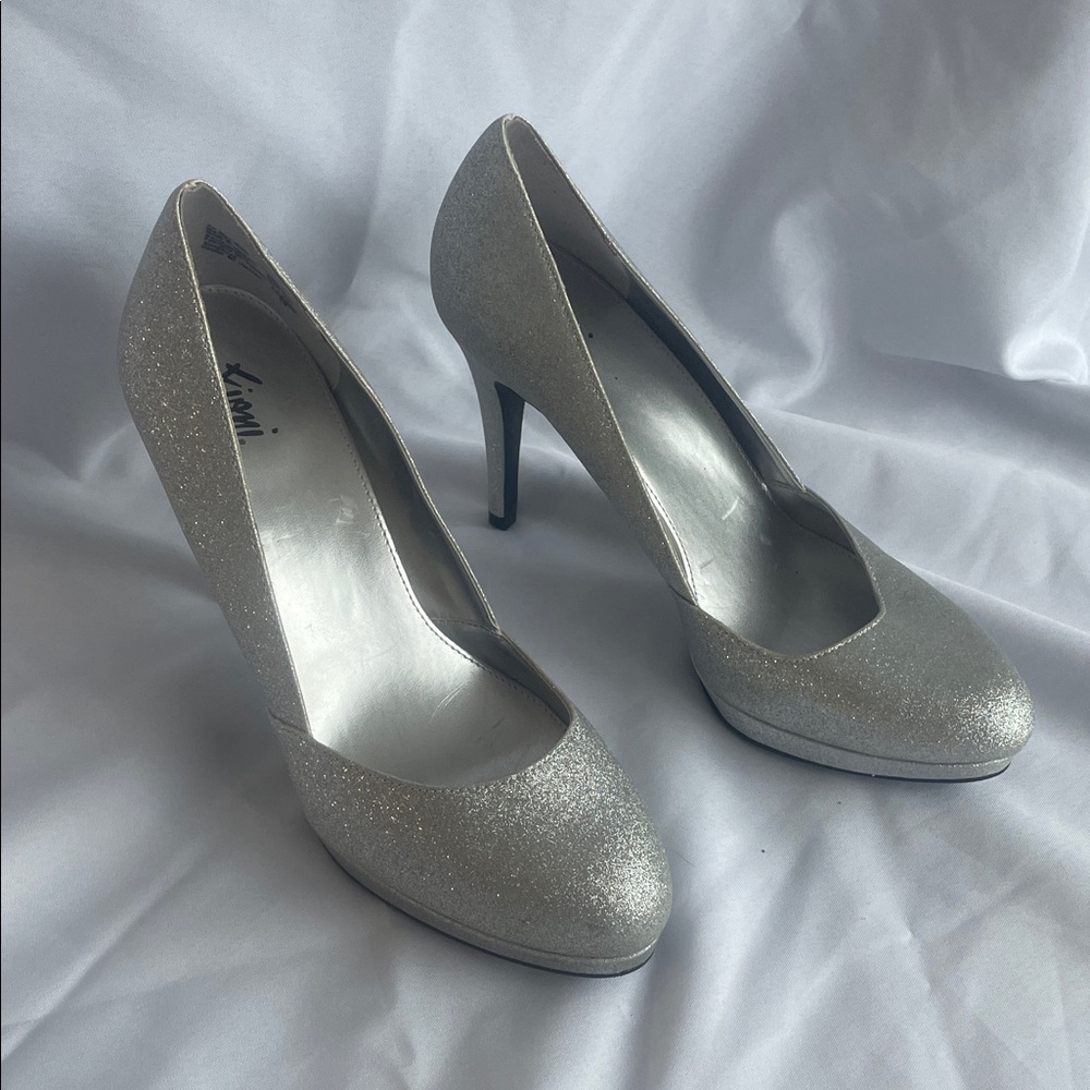 FIONI Clothing Glitter Silver Heels